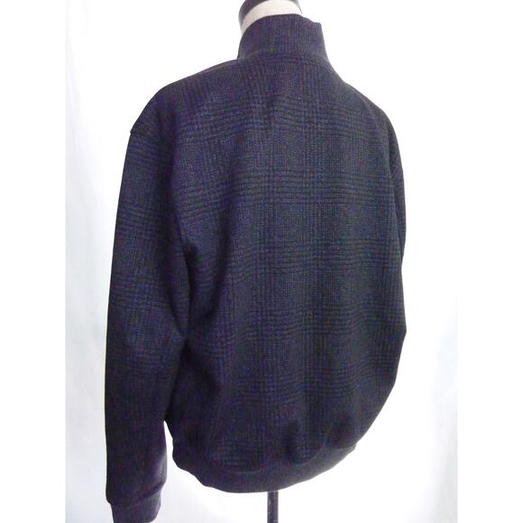 Zara Dark Gray Black Plaid Zippered Bomber Jacket Mock Turtleneck Large - Picture 3 of 7